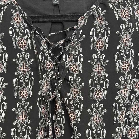 MADEWELL SIZE 6 Bohemian Long Sleeve midi Black and Brown Patterned Dress - Picture 3 of 14